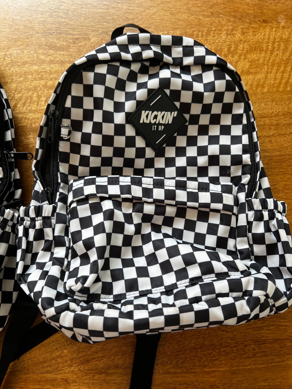 two Black & White Checkered  toddler  backpack
